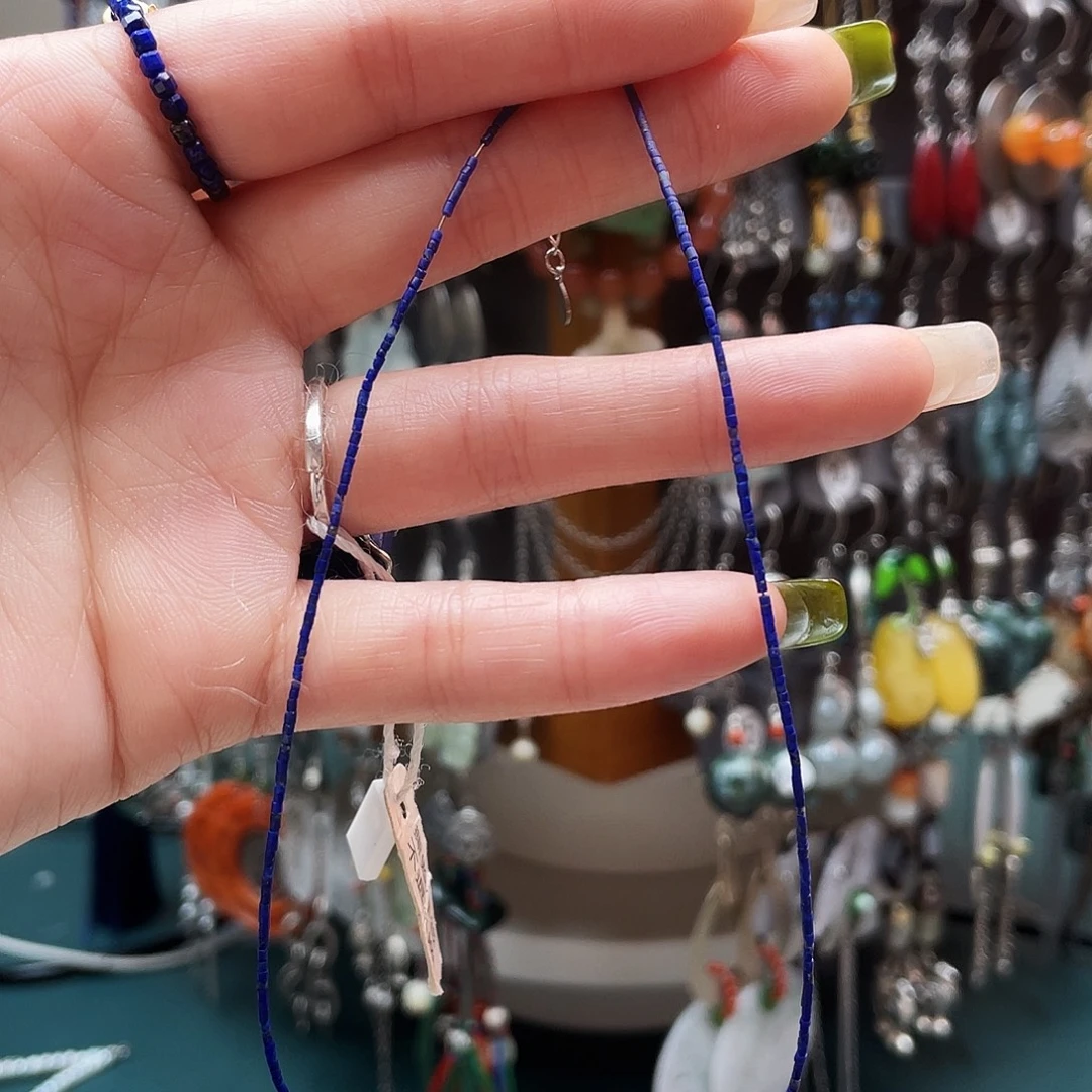 青金石银S925镶嵌颈饰饰品