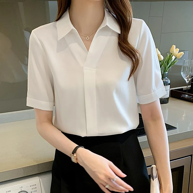 职业装公务员面试套装女白色短袖衬衫夏季正装教师大学生工作服装