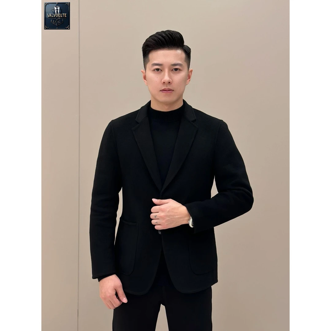 2025秋冬季男装毛呢小西装外套加厚短款商务休闲西服爸爸装