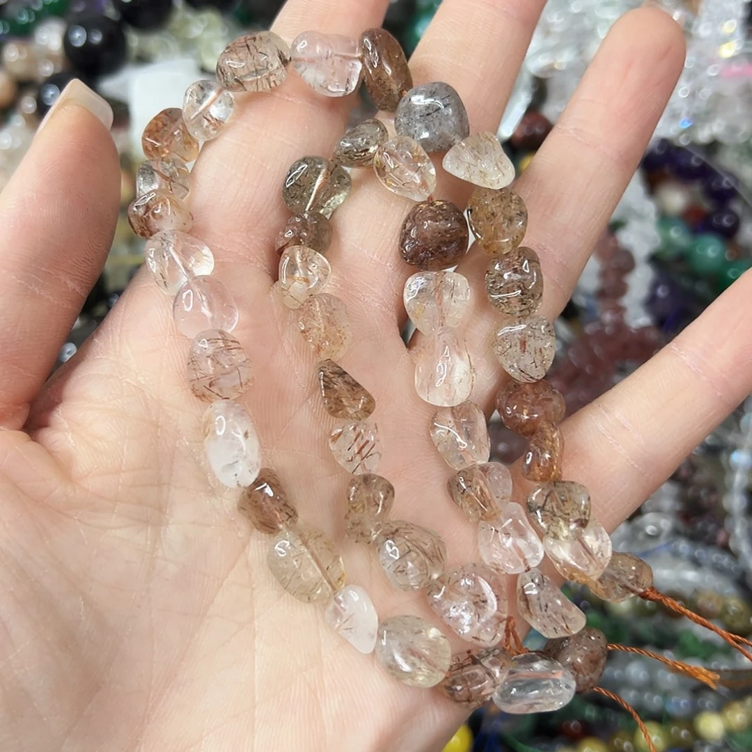 玛瑙/玉髓未镶嵌珠宝半成品，卡10左右黑金超七随形一条
