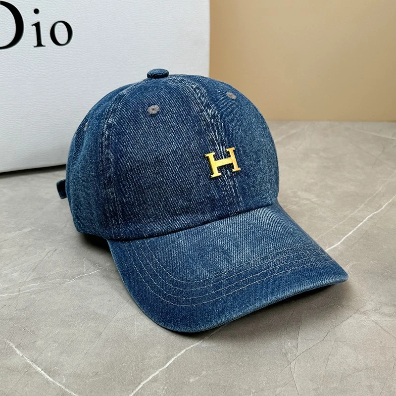 【香港DcSU&Shoes官方正品】韩国时尚水洗牛仔棒球帽显脸小金属H