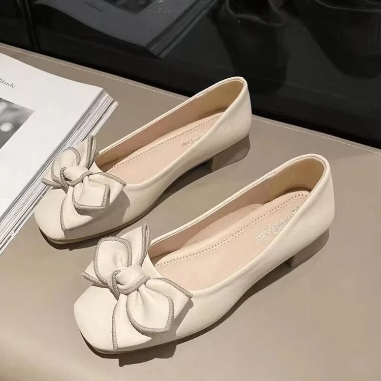 女鞋单鞋百搭软底时尚春季夏季法式仙女风奶奶鞋方头豆豆鞋 2025