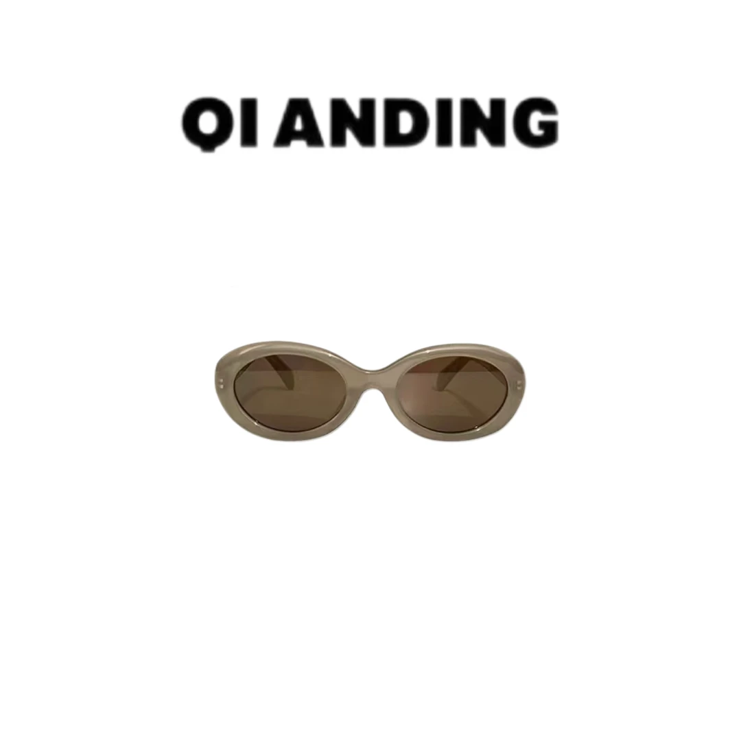 【QIANDING】椭圆形太阳镜复古猫眼墨镜A25226