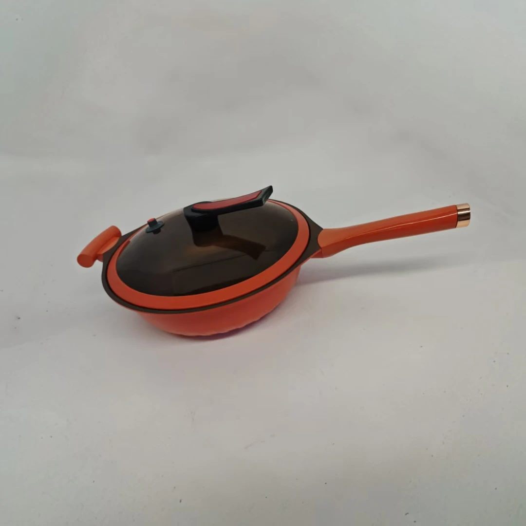 （品质福利）32CM施凯诺桔黄色有钛微压炒锅-带蒸屉