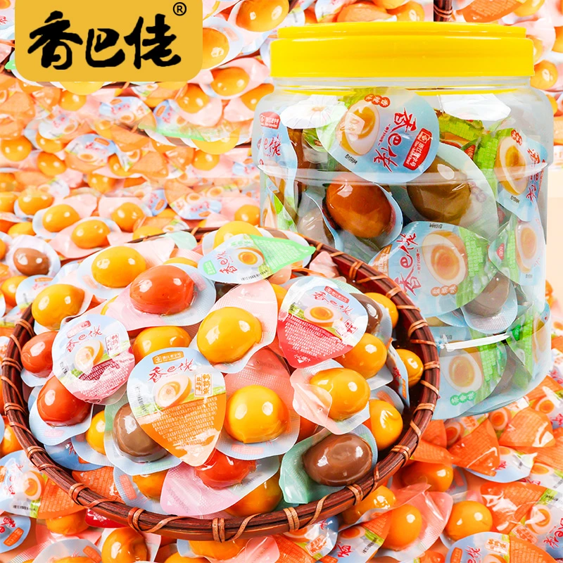 香巴佬全家福鹌鹑蛋650桶装小吃内含独立小包装即食休闲解馋零食