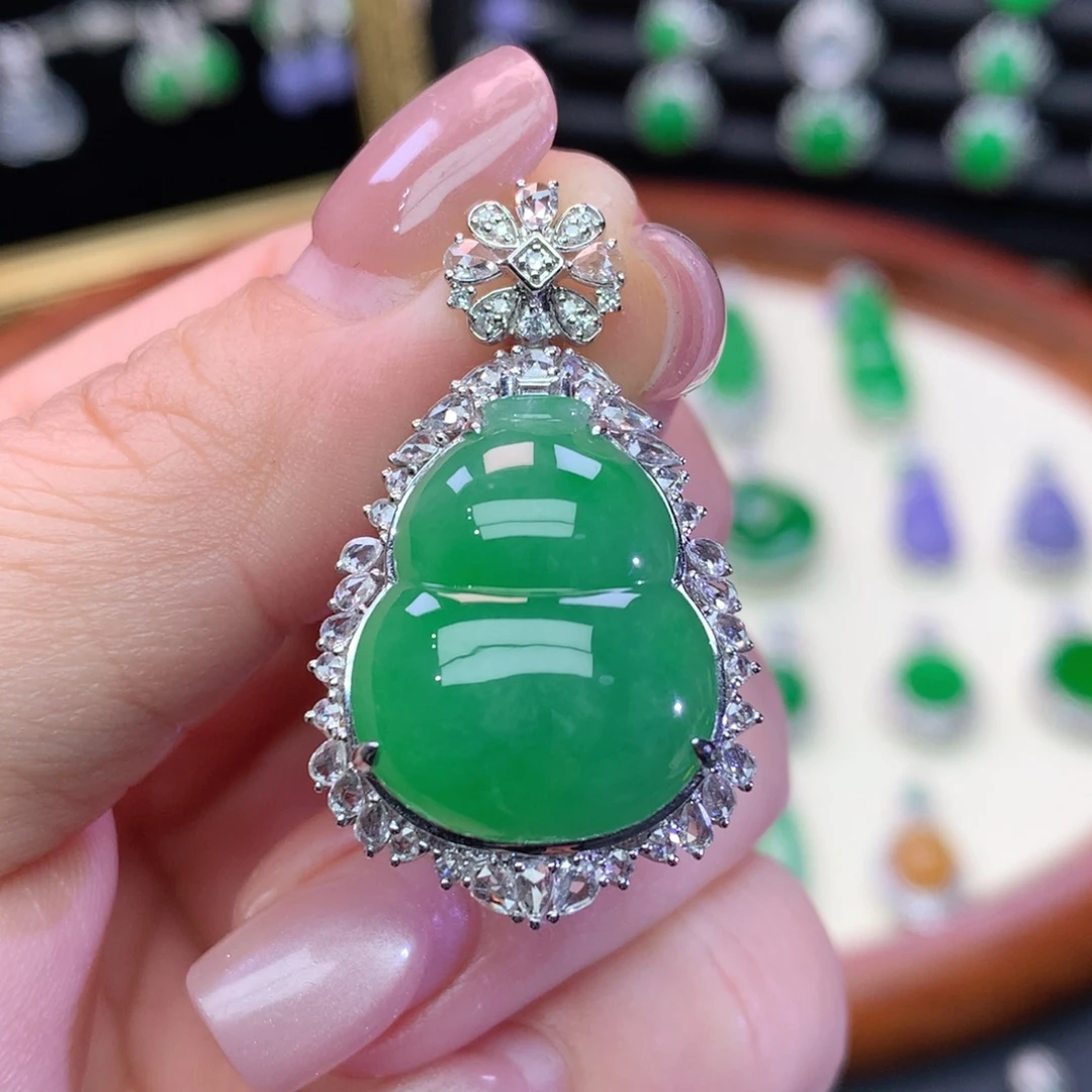 翡翠18K金镶嵌吊坠(不含链)