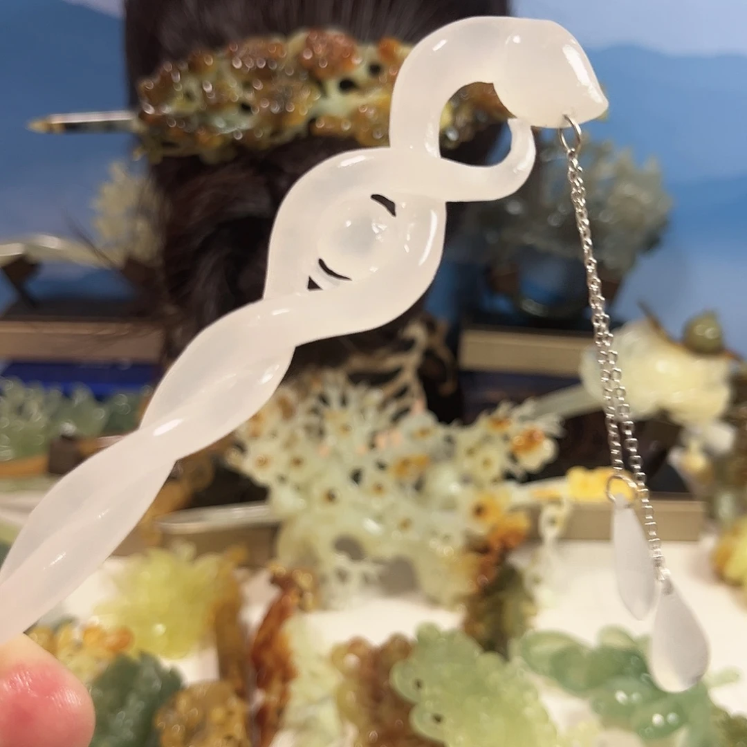 蛇纹石玉合金发饰