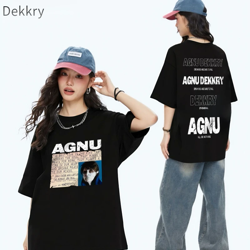 DekkryT恤印花短袖运动夏季情侣休闲黑色时尚男士半袖宽松纯棉ins