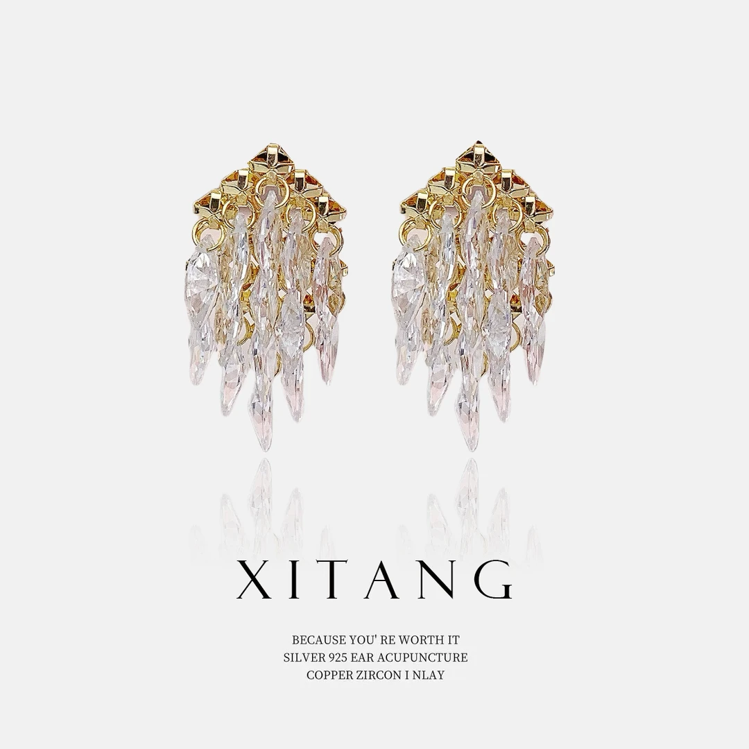XITANG 925银针【风花雪月】时尚精致耳钉耳环耳坠8322