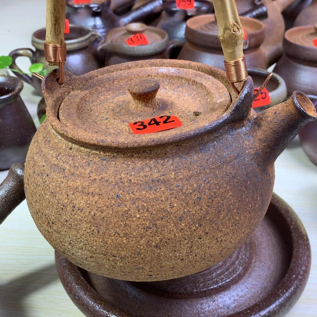 初*柴烧粗陶提梁壶1500毫升