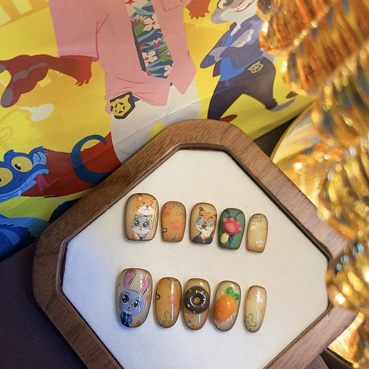 亿哥-【动物城】-设计师纯手绘手捏动物城主题重工款纯手工轻奢美甲