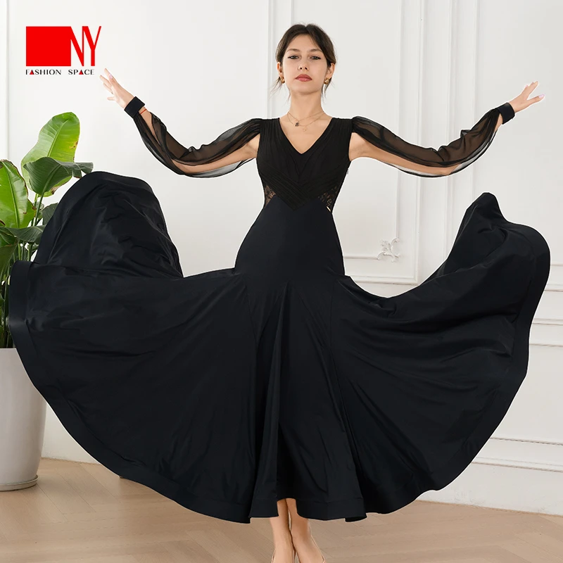 NY25248M纳艺练习服连衣裙高端舒适舞蹈长裙大摆裙交谊舞飘逸款式