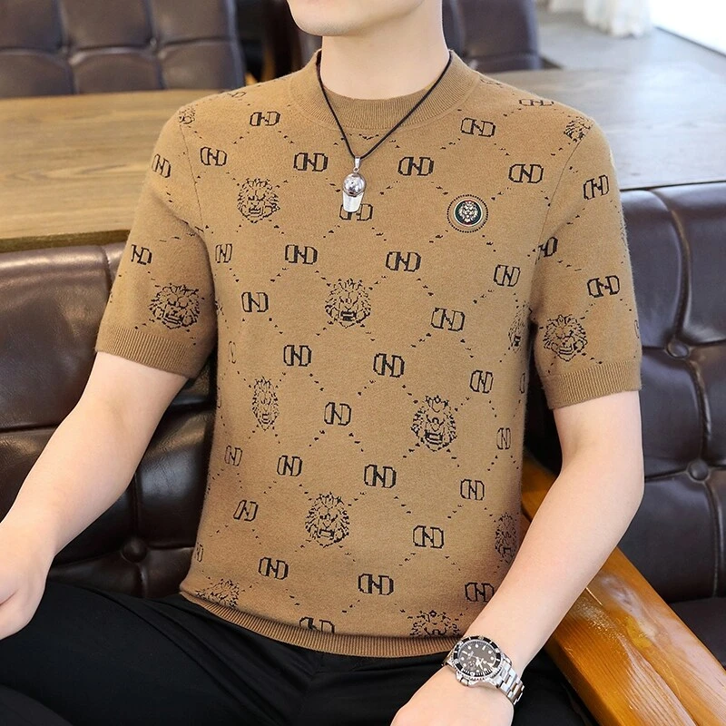 【高品质】帅气针织T恤2025春季男卫衣打底衫圆领男士休闲百搭个性A