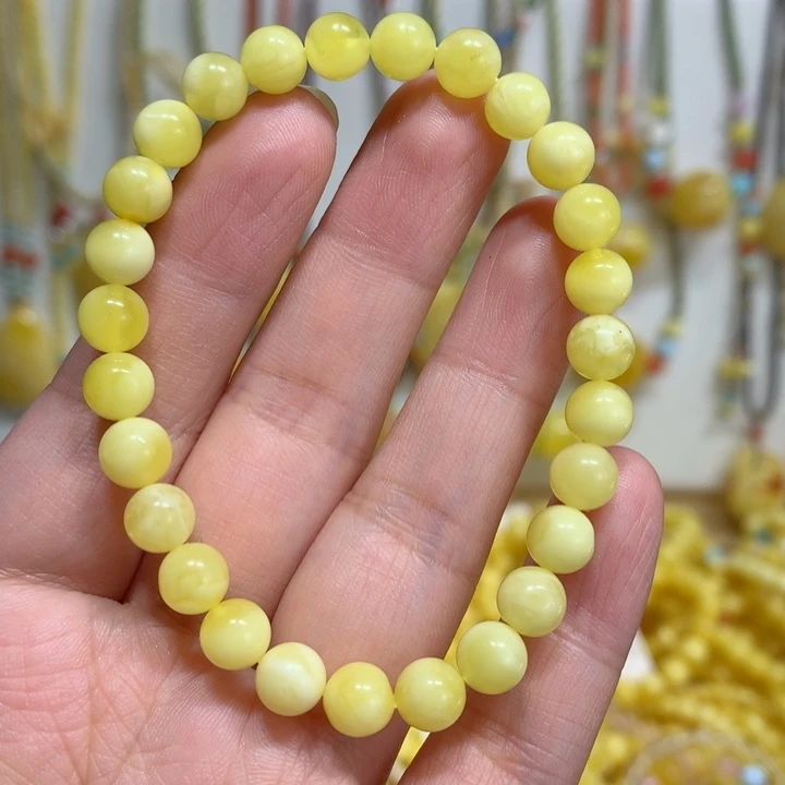 蜜蜡手链未镶嵌6.8m m特价瑕疵