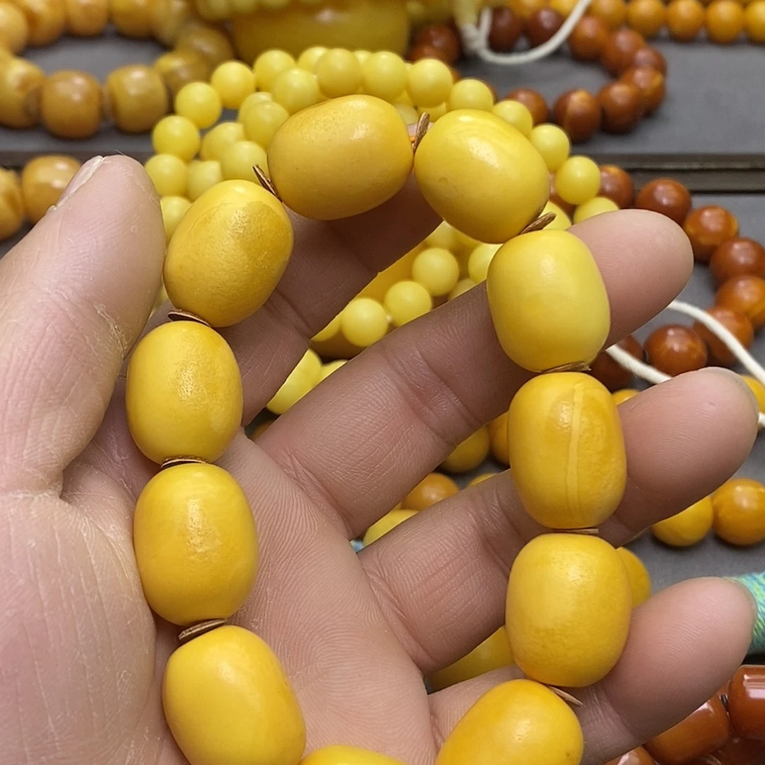 蜜蜡未镶嵌珠宝奇石琥珀蜜蜡枣珠手串假一赔十