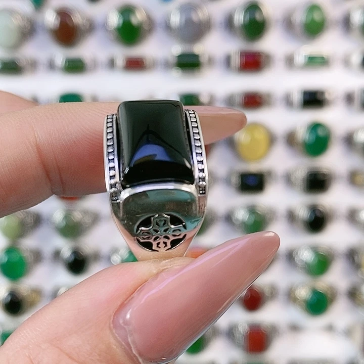 银S925镶嵌戒指玛瑙/玉髓