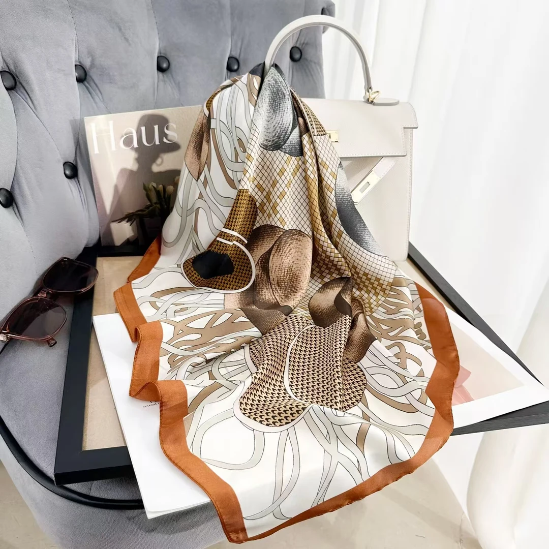 上海故事B34新款百搭时尚气质潮流欧美风情美帽人生70*70简约方巾