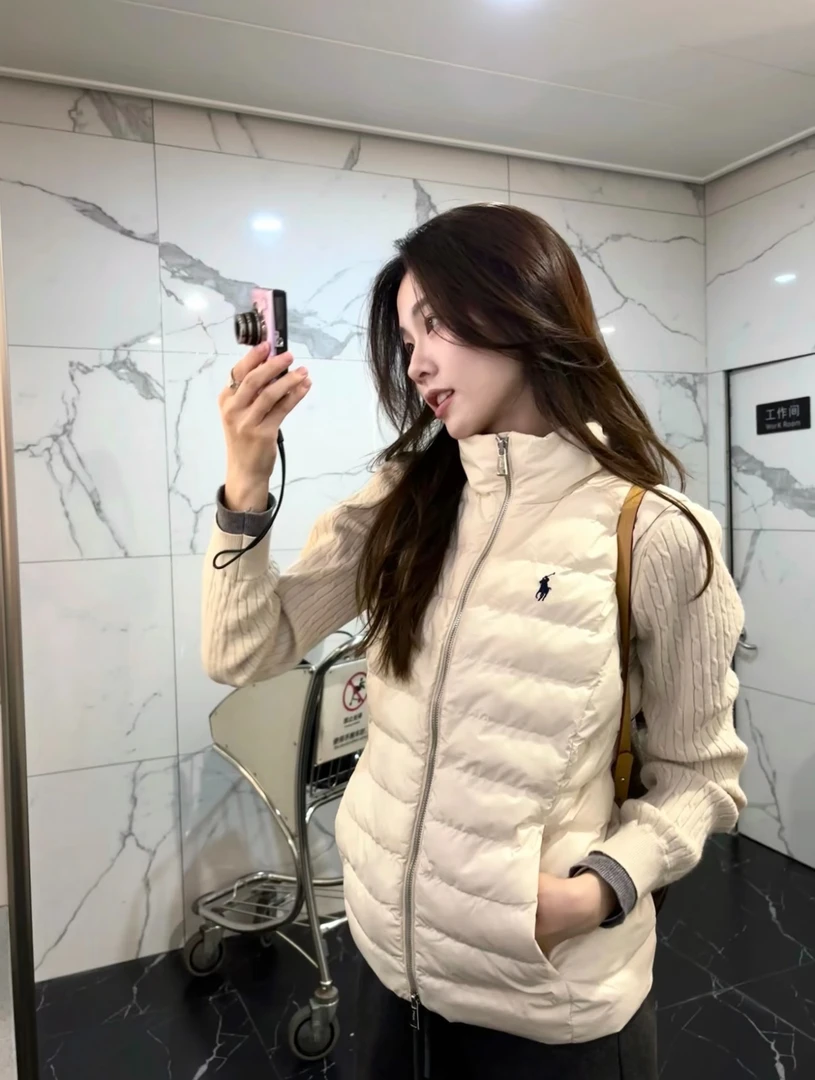 【阅己】羽绒马甲女背心小马刺绣加厚保暖立领马甲外套