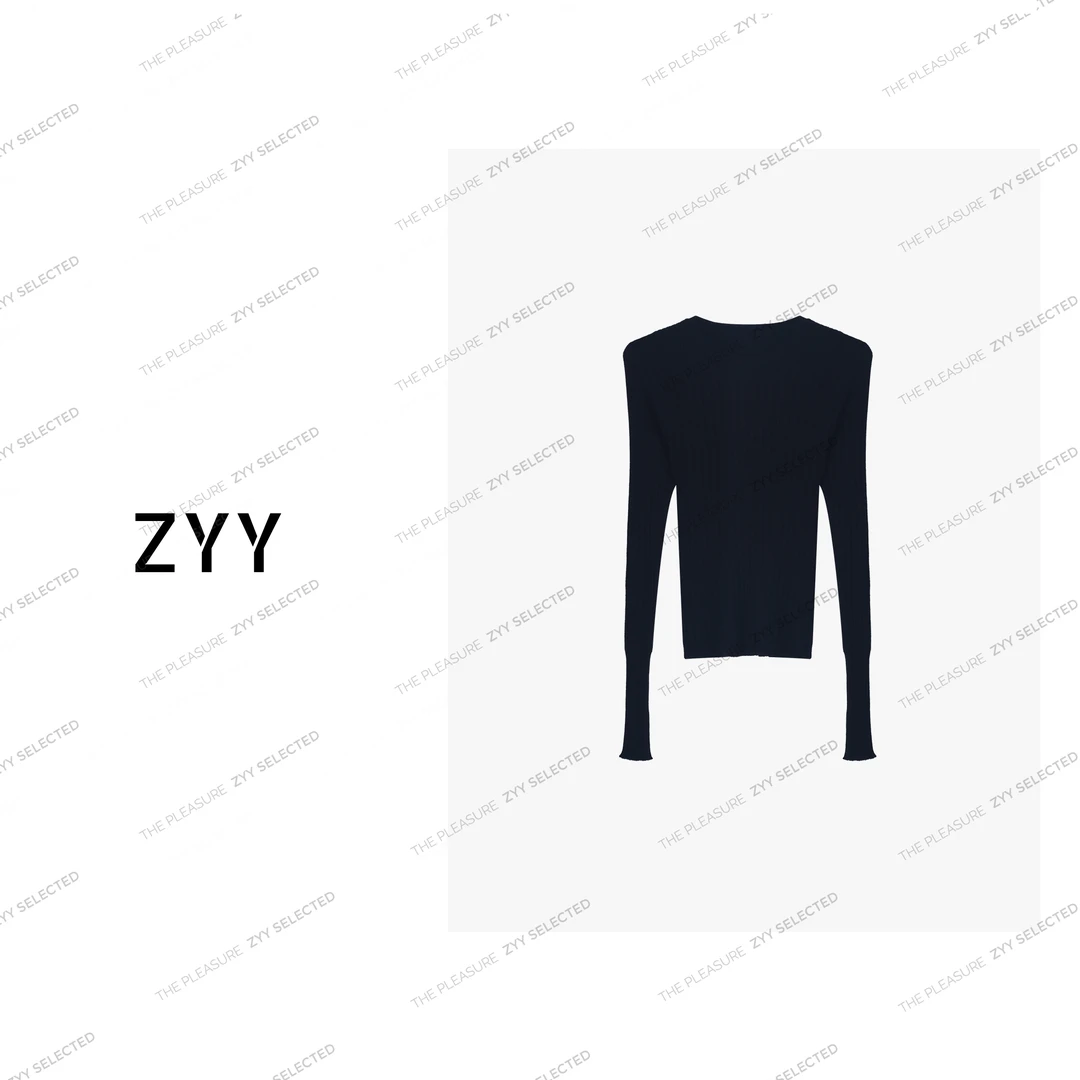 ZYY【旧港时分】2025S/S新品坑条纹微透弹力针织打底衫X25QZZ04396