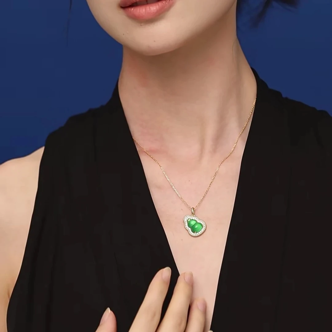 铜合金项链 《货号8986》绿葫芦项链