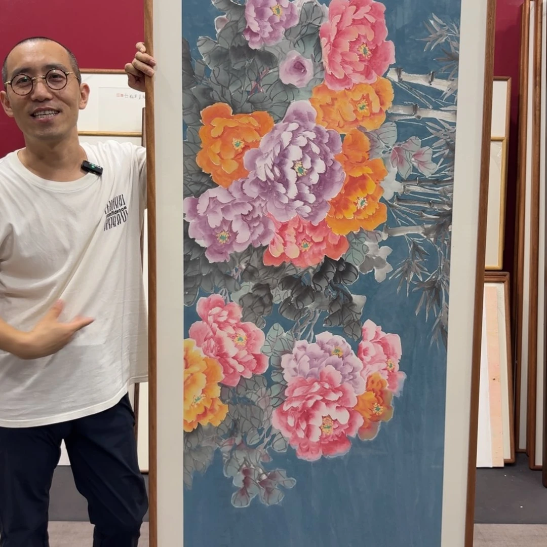 国画小*卜带框绘画210/80尺寸