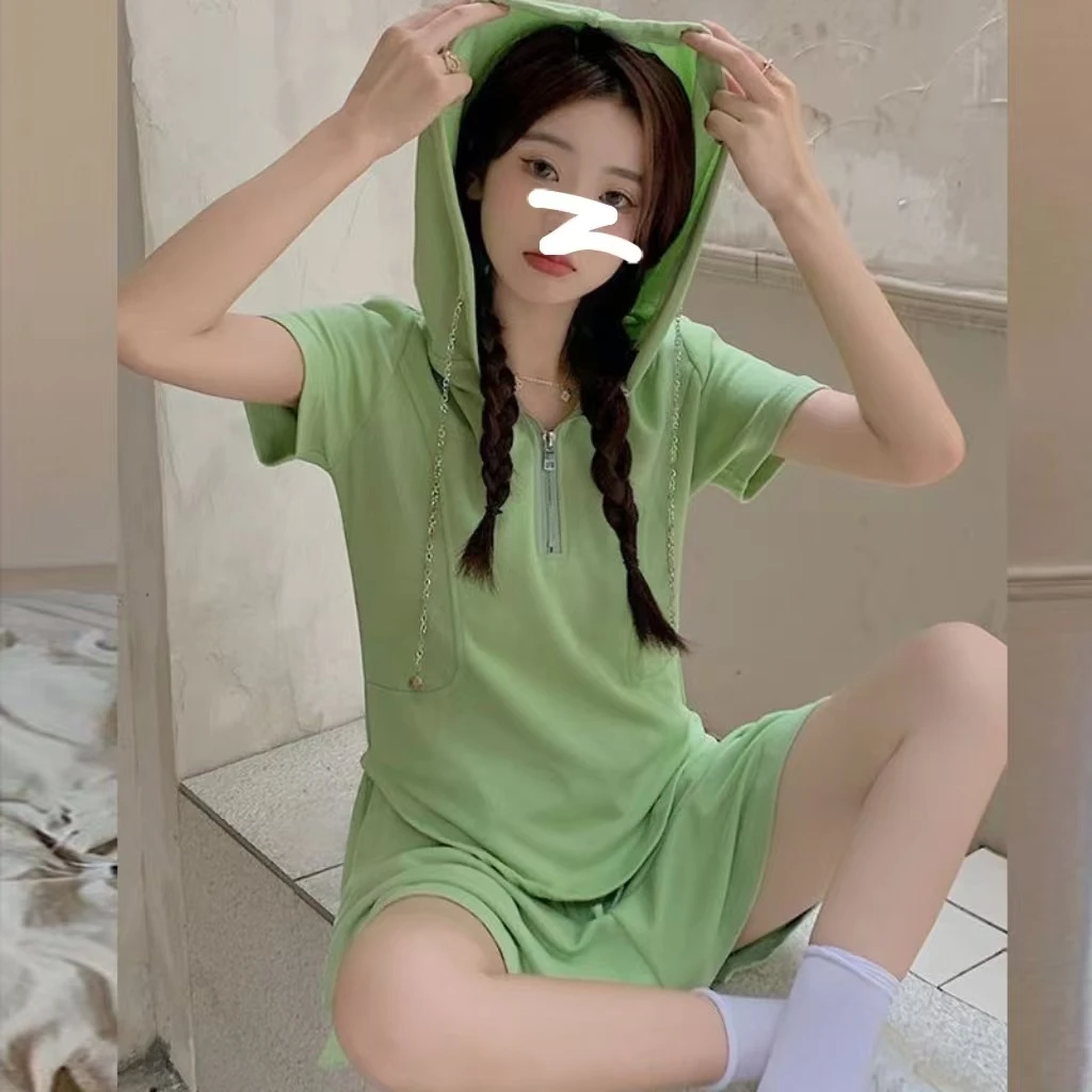 2025新款大码女短袖T恤显瘦遮肉短裤两件套装女装夏装搭配一整套