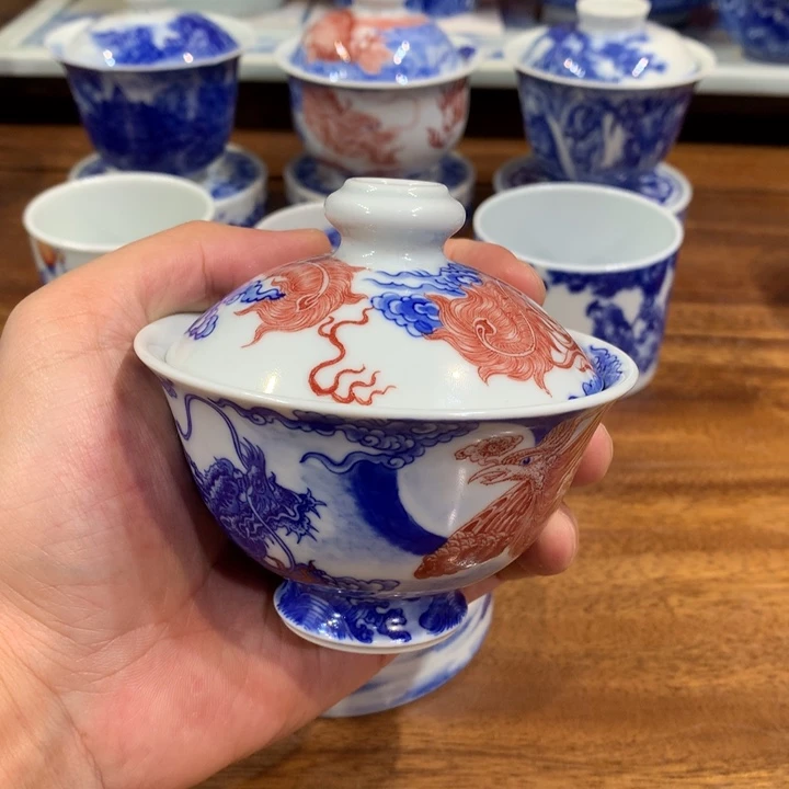 自成堂柴窑 青花釉里红