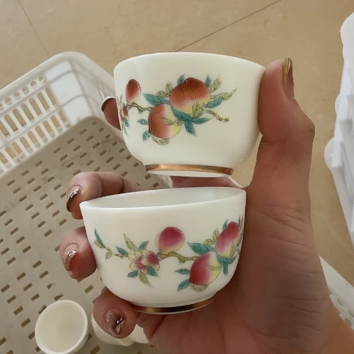 孤品素烧羊脂玉茶杯两个一组