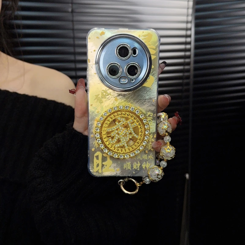 适用荣耀magic5pro手机壳新款magic5套honor新年红暴富發转盘女款