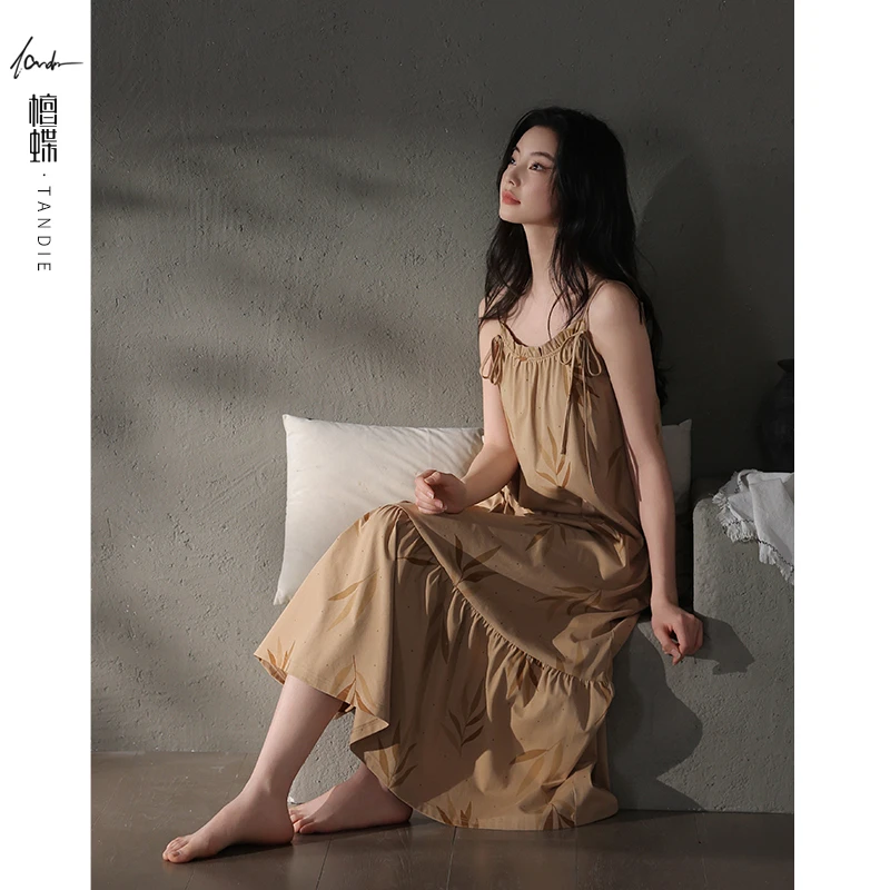 【带胸垫】吊带睡裙夏天女款新款夏季女睡衣纯棉吊带睡裙吊带裙