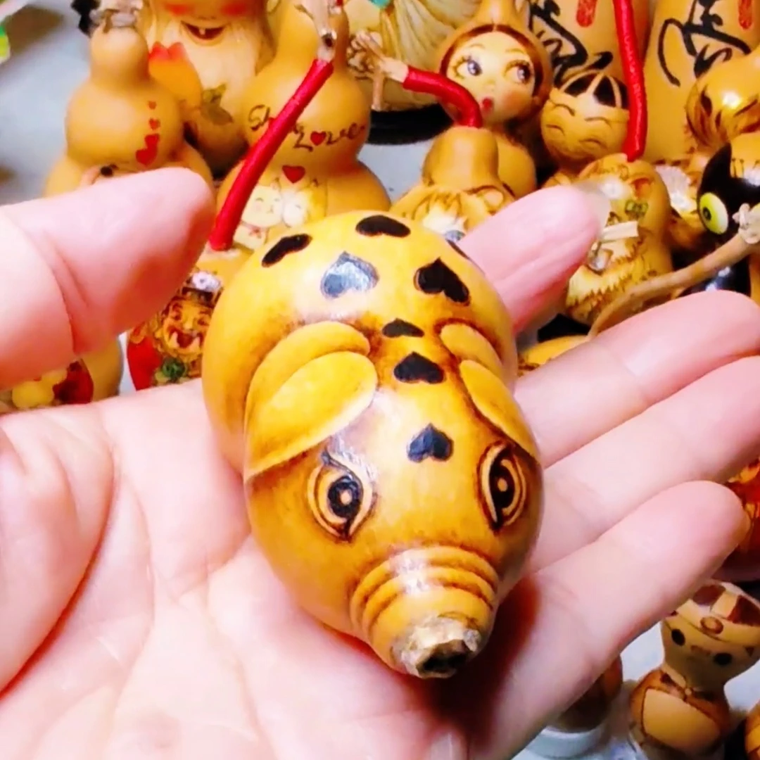 手工天然葫芦直播间烙画吉祥鱼图案