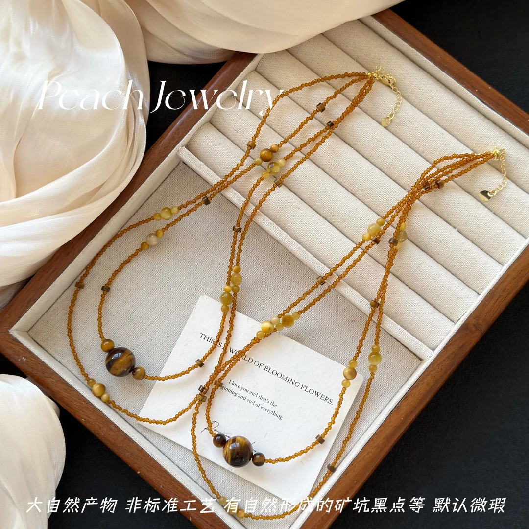 虎眼石双排可调节项链 H612 多样性发一颜色微差