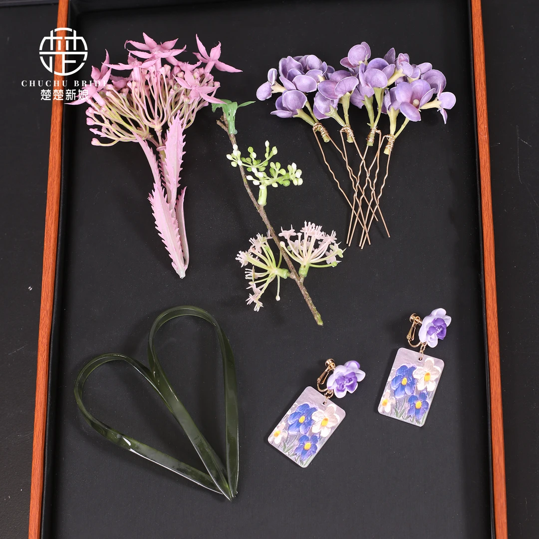 新款森系仿真花朵头饰唯美小清新简约甜美新娘写真造型配饰品