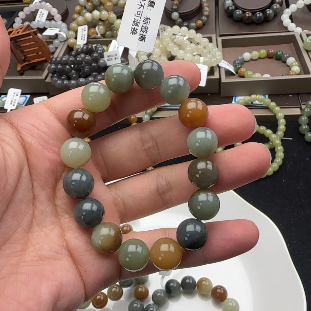 和田玉未镶嵌手链卡12楼兰冰底，18