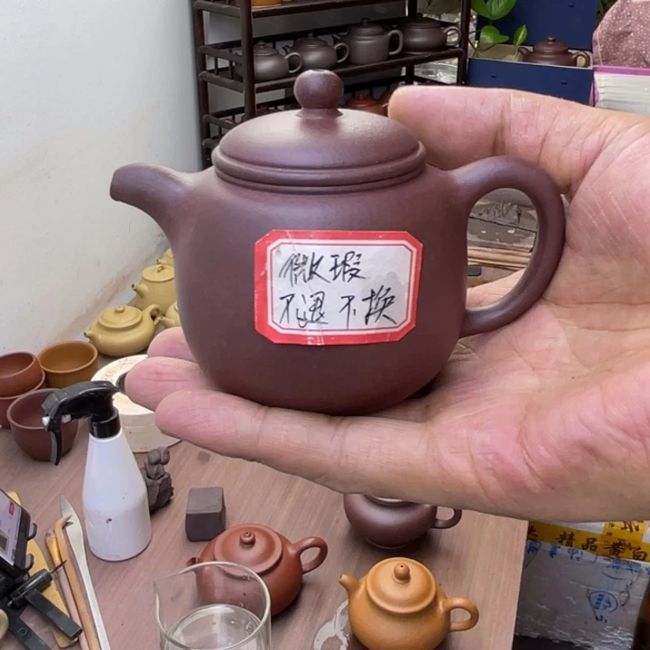 刘***辰茶壶紫砂封釉微瑕匏尊
