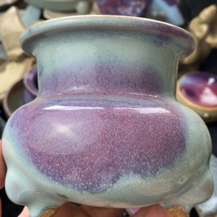 壶用****2钧台窑窑变三足炉