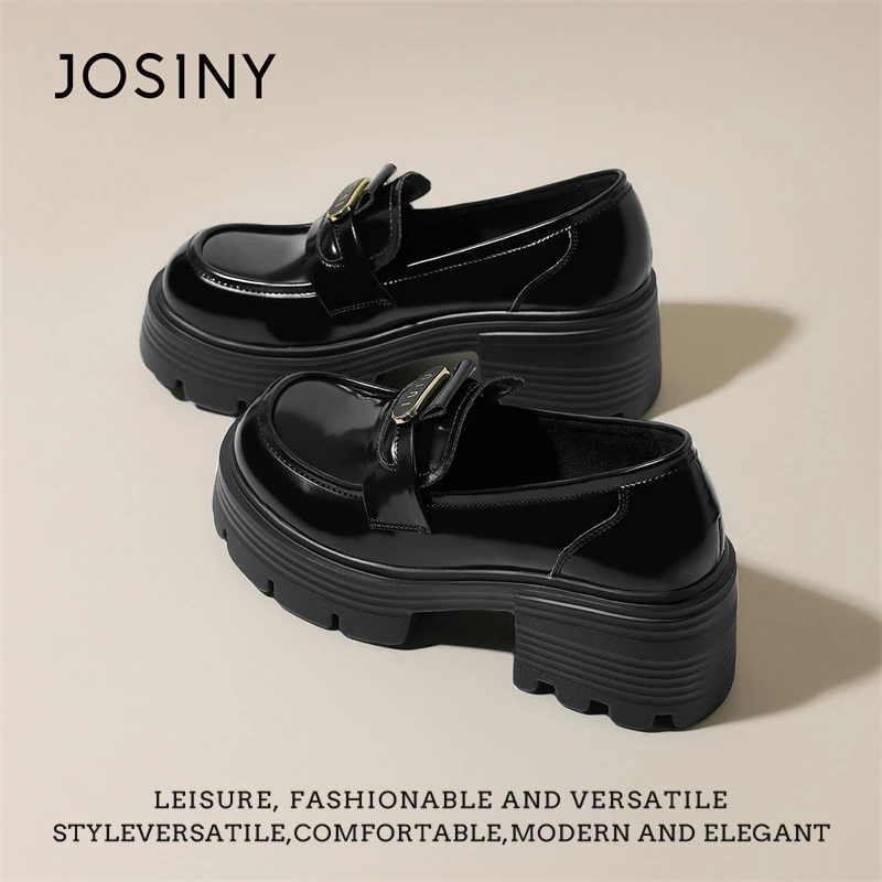 卓诗尼2025春季新款日系小皮鞋女英伦风厚底乐福鞋时尚百搭松糕鞋