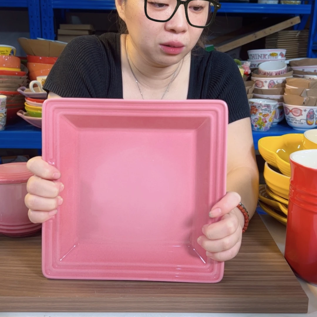 瓷石英粉正方盘子