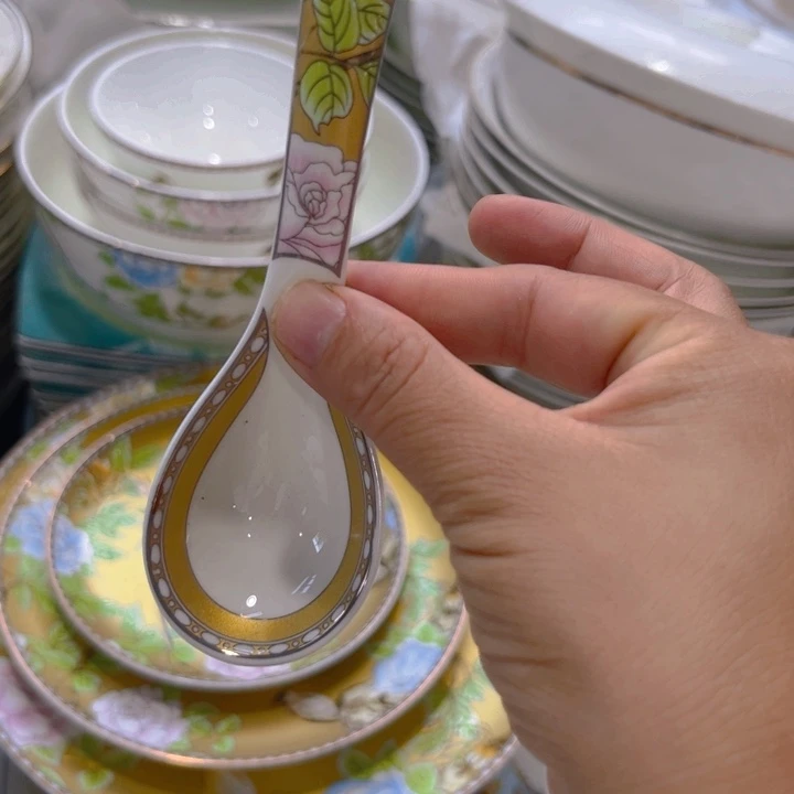 瓷片琴瑟和鸣小勺六个微瑕