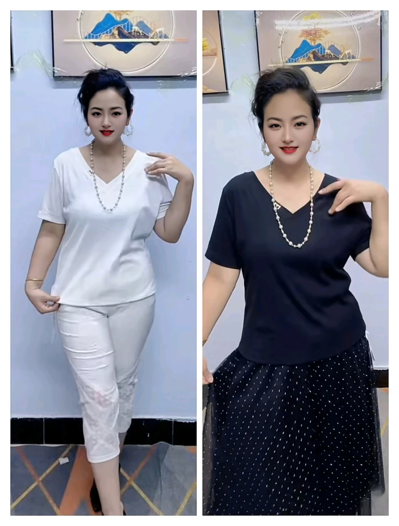 透气夏季修身T恤夏装常规V领洋气网红短袖气质圆领潮流纯色休闲型