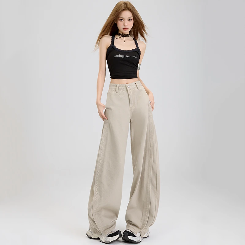 秋冬美式复古街头2025爆款牛仔裤女高腰宽松显瘦时尚弯刀裤潮流