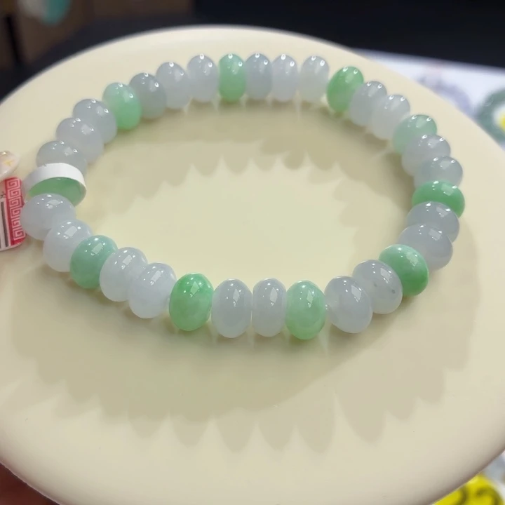 翡翠未镶嵌手链冰胶马卡龙卡8.9