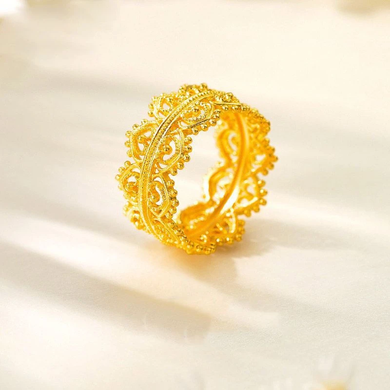 铜合金戒指 精致金色皇冠戒指女新款国风复古宫廷式指环时尚百搭