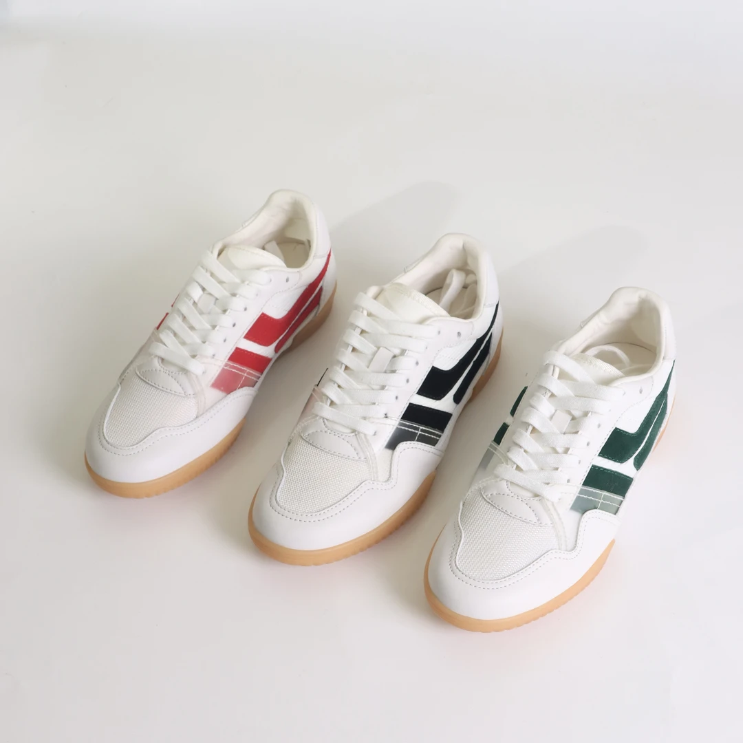 牛皮平底拼色德训鞋女秋冬网面透气时尚百搭运动休闲小白鞋240526