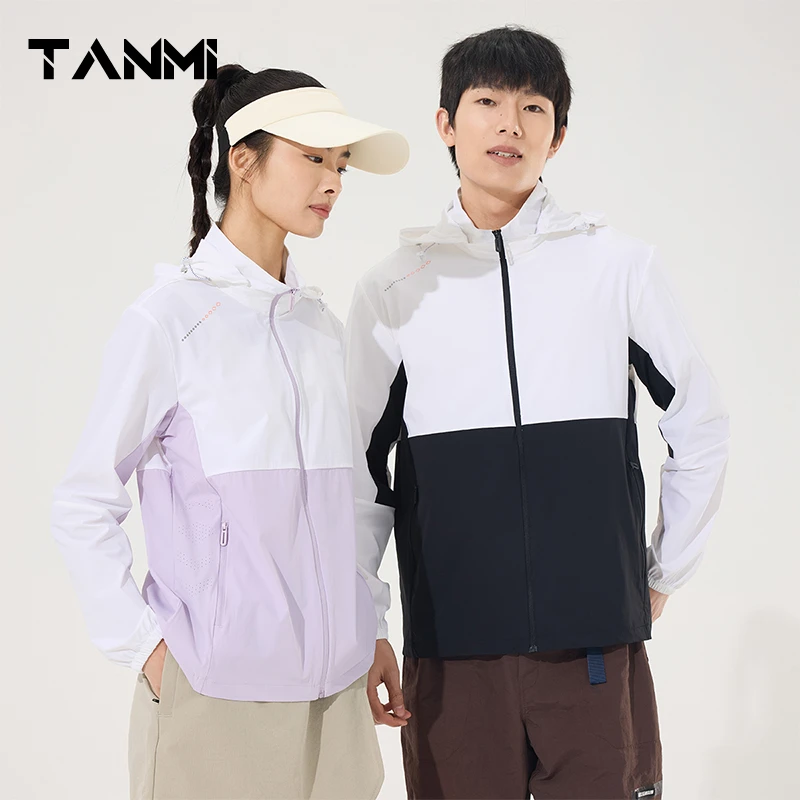 探觅春夏户外拼色防晒服情侣防紫外线透气可拆卸帽冰丝皮肤衣