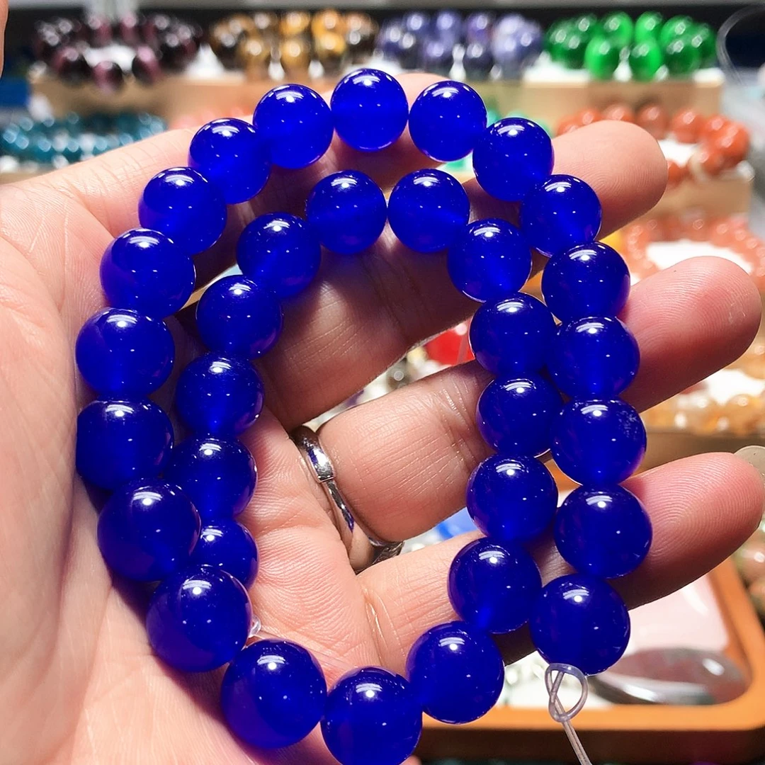 未镶嵌手串玛瑙/玉髓卡12蓝玉髓散珠
