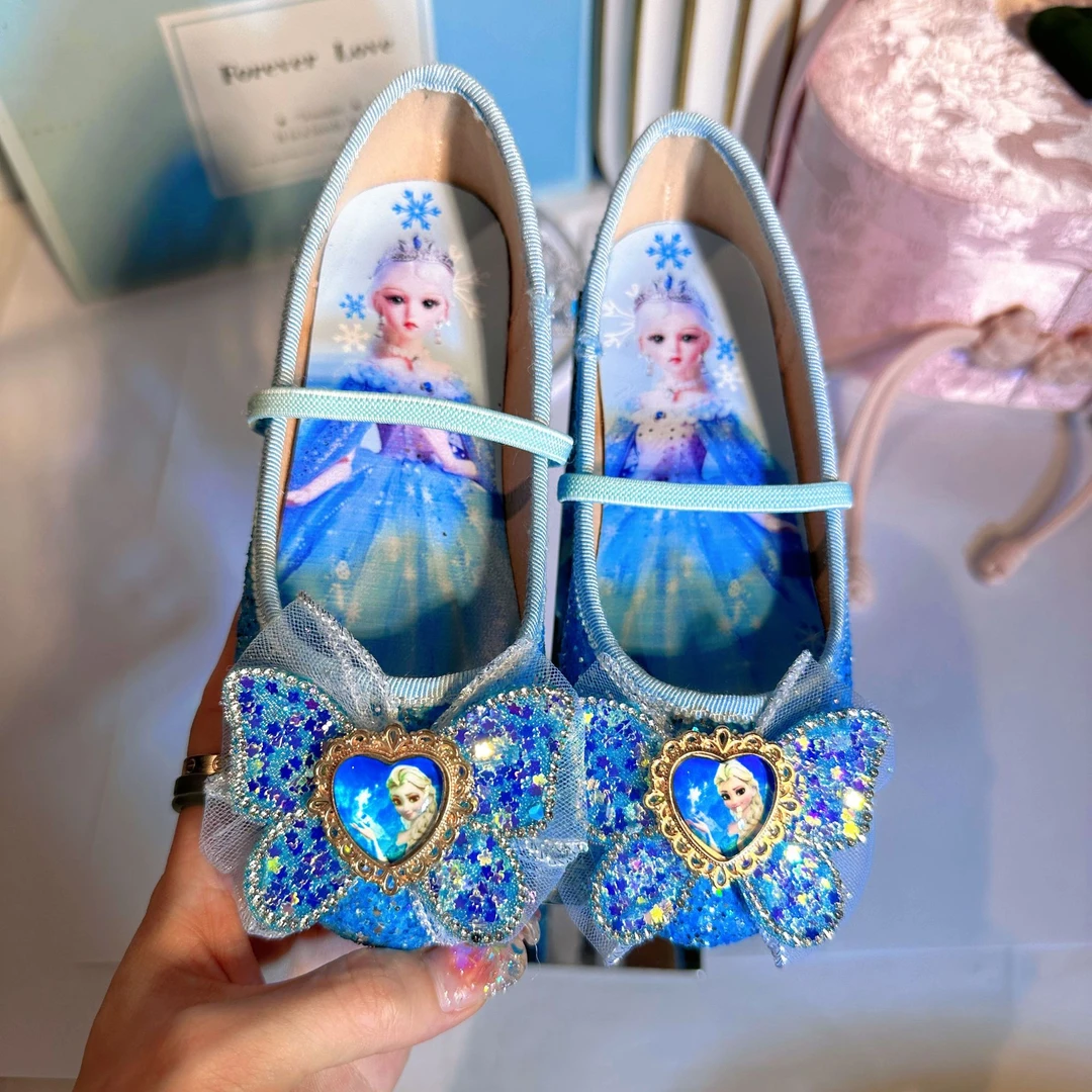 冰雪奇缘公主鞋宝宝儿童2025爱心单鞋春季软底闪亮女童公主鞋春秋