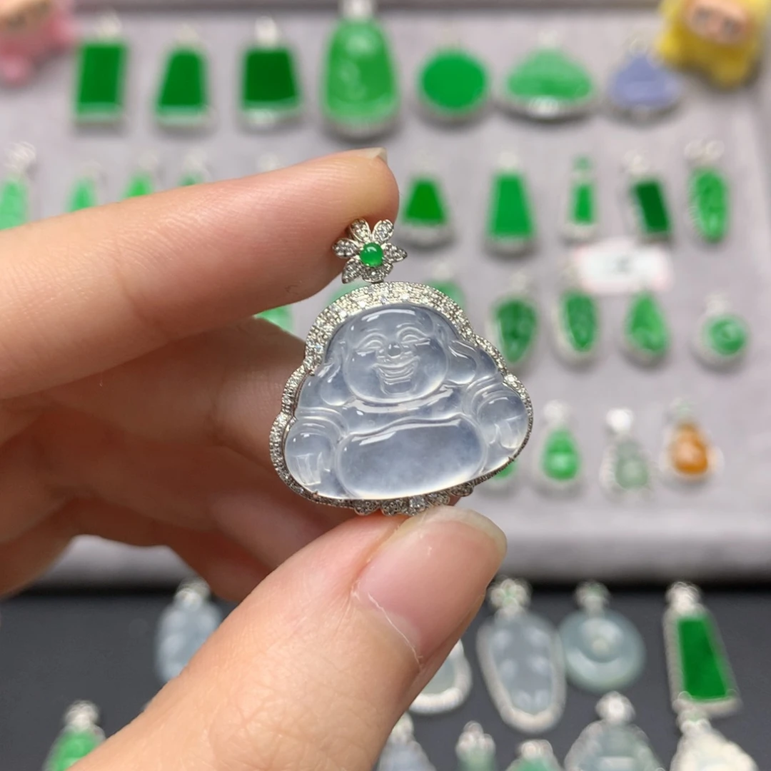 翡翠18K金镶嵌吊坠(不含链)