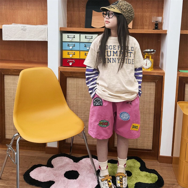 「一彩定制」25新款 儿童徽章短裤 三色可选 日系潮牌百搭短裤