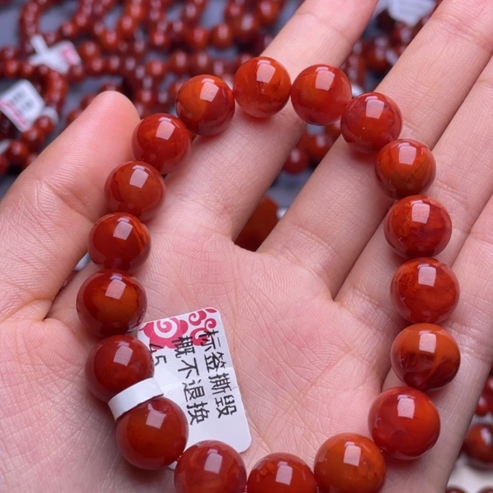 南红玛瑙未镶嵌其他11mm顶级瓦西柿子红妖火焰手串